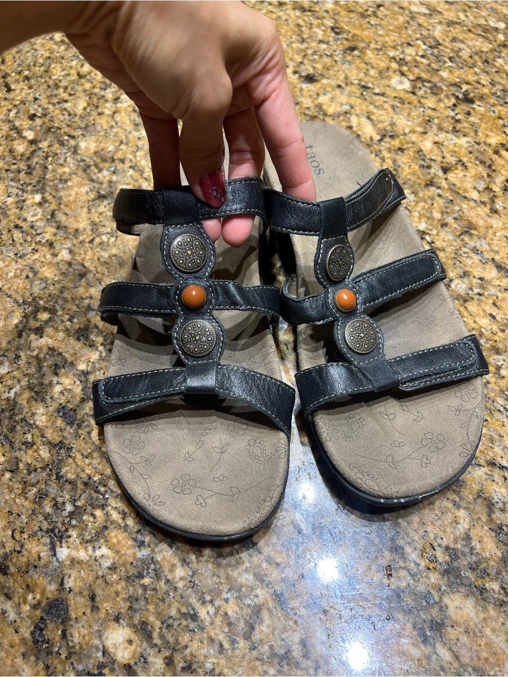 Black Casual Strappy Sandals with Decorative Accents